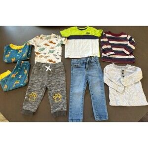 baby boy lot size 18-24M Clothes bundle fall Shirts tops jeans pjs mix brands